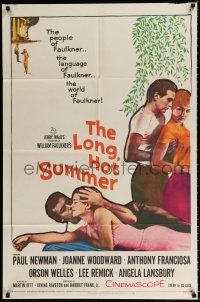 3k487 LONG, HOT SUMMER 1sh '58 Paul Newman, Joanne Woodward, Faulkner directed by Martin Ritt!