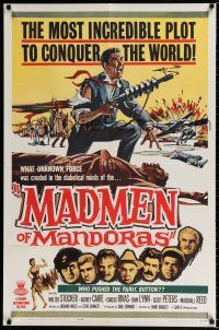 3k503 MADMEN OF MANDORAS 1sh '63 the most incredible plot to conquer the world, wacky sci-fi art!