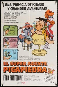 3k510 MAN CALLED FLINTSTONE Spanish/U.S. 1sh '66 Hanna-Barbera, artwork of Fred, spy spoof!