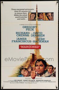 3k523 MAROONED style C int'l 1sh '69 Gregory Peck & Gene Hackman, great Terpning cast & rocket art!