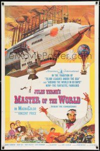 3k530 MASTER OF THE WORLD 1sh '61 Jules Verne, Vincent Price, cool art of enormous flying machine!