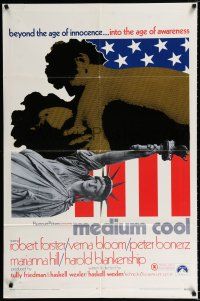 3k537 MEDIUM COOL 1sh '69 Haskell Wexler's X-rated 1960s counter-culture classic!