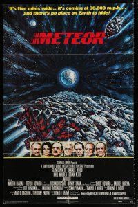 3k544 METEOR 1sh '79 Sean Connery, Natalie Wood, cool sci-fi artwork by Michael Whipple!