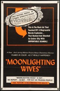 3k561 MOONLIGHTING WIVES 1sh '66 Joseph Sarno want-ad sex, not for shy or prudish people!
