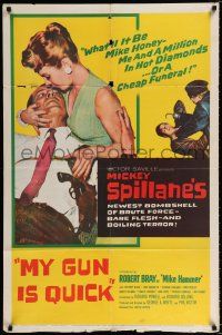 3k580 MY GUN IS QUICK 1sh '57 Mickey Spillane, introducing Robert Bray as Mike Hammer!