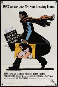 3k598 NEXT STOP GREENWICH VILLAGE int'l 1sh '76 cool art of Lenny Baker in New York by Milton Glaser