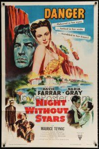 3k613 NIGHT WITHOUT STARS 1sh '52 art of David Farrar, Nadia Gray, Maurice Teynac!