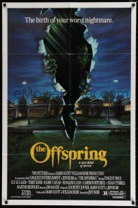 3k628 OFFSPRING 1sh '87 Vincent Price, the birth of your worst nightmare, cool torn poster art!