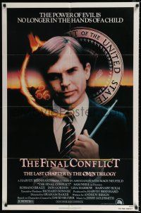 3k632 OMEN 3 - THE FINAL CONFLICT 1sh '81 creepy image of Sam Neill as President Damien!
