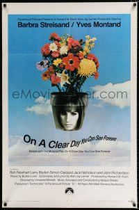 3k633 ON A CLEAR DAY YOU CAN SEE FOREVER 1sh '70 cool image of Barbra Streisand in flower pot!