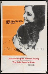 3k639 ONLY GAME IN TOWN 1sh '69 Elizabeth Taylor & Warren Beatty in love in Vegas!