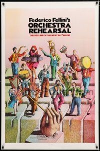 3k640 ORCHESTRA REHEARSAL 1sh '79 Federico Fellini's Prova d'orchestra, cool Bonhomme artwork!