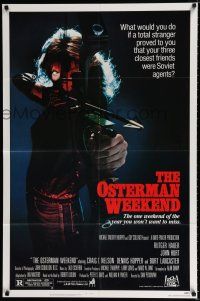 3k644 OSTERMAN WEEKEND 1sh '83 typical Sam Peckinpah, cool close up of woman w/bow & arrow!