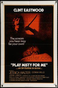 3k670 PLAY MISTY FOR ME int'l 1sh '71 classic Clint Eastwood, Jessica Walter, invitation to terror!