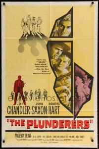 3k673 PLUNDERERS 1sh '60 Jeff Chandler, John Saxon, Dolores Hart, a new giant of western suspense!