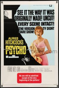 3k695 PSYCHO 1sh R69 sexy half-dressed Janet Leigh, Anthony Perkins, Alfred Hitchcock