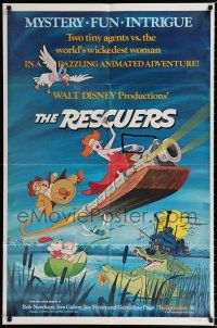 3k719 RESCUERS 1sh '77 Disney mouse mystery adventure cartoon from depths of Devil's Bayou!