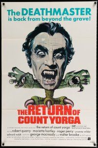 3k720 RETURN OF COUNT YORGA 1sh '71 Robert Quarry, AIP vampires, wild monster art!