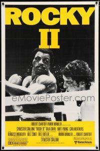 3k735 ROCKY II action style 1sh '79 Carl Weathers pummels Sylvester Stallone in ring, boxing sequel!