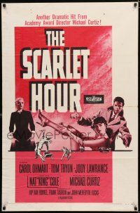 3k756 SCARLET HOUR 1sh '56 Michael Curtiz directed, sexy Carol Ohmart showing her leg, Tom Tryon!