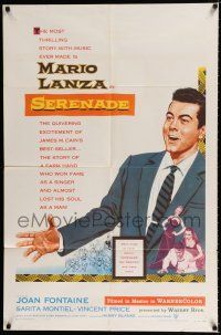 3k767 SERENADE 1sh '56 art of Mario Lanza, from the story by James M. Cain, Anthony Mann