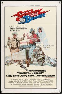 3k790 SMOKEY & THE BANDIT 1sh '77 art of Burt Reynolds, Sally Field & Jackie Gleason by Solie