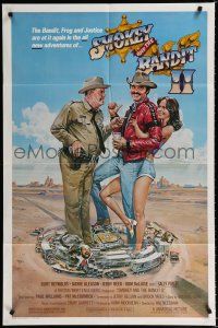 3k791 SMOKEY & THE BANDIT II 1sh '80 Goozee art of Burt Reynolds, Jackie Gleason & Sally Field!