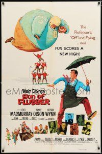 3k796 SON OF FLUBBER 1sh R74 Walt Disney, art of absent-minded professor Fred MacMurray!