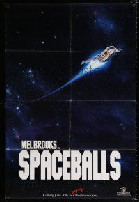 3k801 SPACEBALLS teaser 1sh '87 best Mel Brooks sci-fi Star Wars spoof, John Candy, Pullman, Moranis