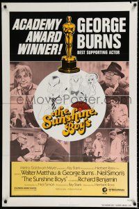 3k839 SUNSHINE BOYS awards 1sh '75 great Al Hirschfeld art of George Burns, Matthau & Meredith!