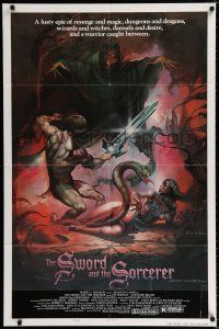 3k847 SWORD & THE SORCERER style B 1sh '82 magic, dungeons, dragons, art by Peter Andrew Jones!
