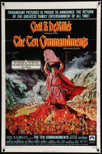 3k861 TEN COMMANDMENTS 1sh R72 Cecil B. DeMille classic starring Charlton Heston & Yul Brynner!