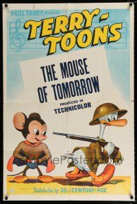 3k869 TERRY-TOONS 1sh '42 Mighty Mouse & Gandy Goose in The Mouse of Tomorrow!