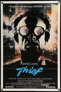 3k884 THIEF 1sh '81 Michael Mann, really cool image of James Caan w/goggles!