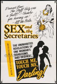 3k771 SEX & THE SECRETARIES/TOUCH ME, TOUCH ME, DARLING 1sh '70s drive-in smut double-bill!