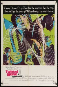 3k921 TWISTED NERVE 1sh '69 Hayley Mills, Roy Boulting English horror, cool psychedelic art!