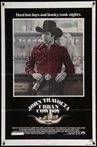 3k938 URBAN COWBOY 1sh '80 John Travolta in cowboy hat with Lone Star beer!
