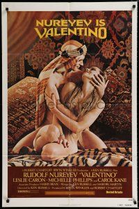 3k940 VALENTINO 1sh '77 great image of Rudolph Nureyev & naked Michelle Phillips!