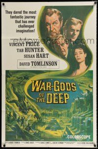 3k953 WAR-GODS OF THE DEEP 1sh '65 Vincent Price, Jacques Tourneur underwater sci-fi!