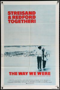 3k959 WAY WE WERE 1sh '73 Barbra Streisand & Robert Redford walk on the beach!