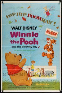 3k982 WINNIE THE POOH & THE BLUSTERY DAY 1sh '69 Christopher Robin, Tigger, Piglet, Eeyore!