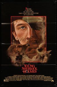 3k995 YOUNG SHERLOCK HOLMES 1sh '85 Steven Spielberg, Nicholas Rowe, really cool detective art!