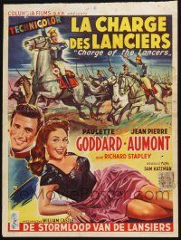 3m284 CHARGE OF THE LANCERS Belgian '54 art of sexy Paulette Goddard & Jean Pierre Aumont!