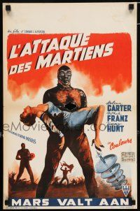 3m300 INVADERS FROM MARS Belgian '53 sci-fi classic, great art of alien carrying pretty woman!