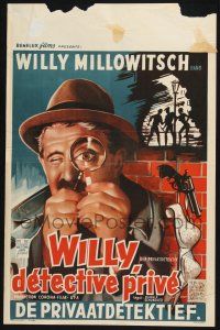 3m336 WILLY DER PRIVATDETEKTIV Belgian '60 different art of Millowitsch with magnifying glass!