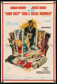3m007 LIVE & LET DIE Brazilian '73 art of Roger Moore as James Bond by Robert McGinnis!