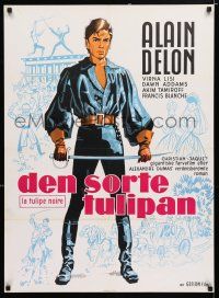3m759 BLACK TULIP Danish '65 full-length artwork of heroic swashbuckler Alain Delon!