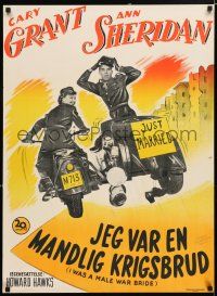 3m789 I WAS A MALE WAR BRIDE Danish '50 cross-dresser Cary Grant & Ann Sheridan on motorcycle!