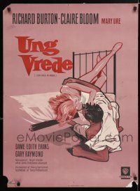 3m804 LOOK BACK IN ANGER Danish '59 different Stilling art of Richard Burton & Mary Ure in bed!
