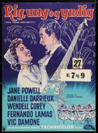 3m829 RICH, YOUNG & PRETTY Danish '51 Jane Powell is romanced in Paris France, Gaston art!